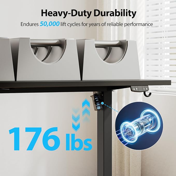 Agilestic 48 * 28 Inch Height Adjustable Electric Standing Desk, Black | Sit Stand Up Computer Desk, Extra Wide desktop, Memory Presets, Stable Steel Frame,154 lbs, Easy Assembly, Splice Board - Image 6