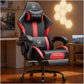 GTPLAYER Gaming Chair with Foot Rest & Pocket Spring Cushion, Ergonomic High Back Computer Chair with Headrest & 360°-Swivel Seat for Home Office Desk, PU Leather, Red by GTPLAYER