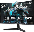 KOORUI 24 inch Curved Gaming Monitor 180Hz FHD 1080P, 1ms 1500R Display | Adaptive Sync, 99% sRGB, HDMI×2 and DisplayPort, Eye Care, VESA, Tilt, FPS & Console Gaming, Bedroom/Dorm Setup by KOORUI