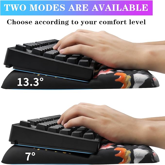 Computer Keyboard Stand with Wrist Rest, Ergonomic Tilted Keyboard Holder - Keyboard Riser with Wrist Pad - Keyboard Tray Support for Office Home - Black Flowers - Image 2