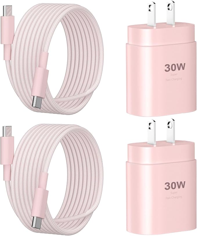 Phone 16 15 Charger Fast Charging,30W Type C Chargers USB C Charge Block with 2 Pack 10FT USB C Cable Nylon Braided for Phones 16/16 Plus/16 Pro/16 Pro Max/Phone 15/15 Pro Max/Pad Pro/AirPods,Pink by DiHines