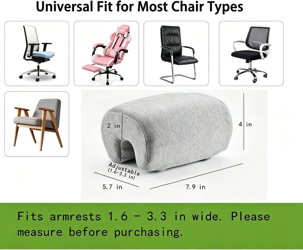 Armrest Cushion for Office Chairs - Soft Elbow Support Pad with Non-Slip Bottom, Fits Most Chairs 2-Piece (Gray) - Image 7