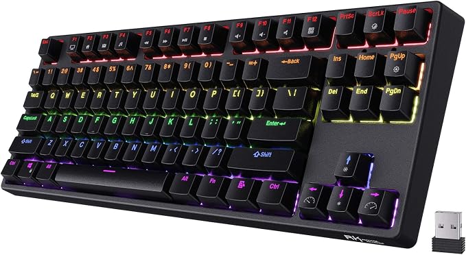 RK ROYAL KLUDGE RK87 Sink87G RGB 80% Mechanical Keyboard, Wireless 2.4G Tenkeyless Mechanical Keyboard with Programmable Software, 87 Keys, Tactile Brown Switches | 87 Keys Wireless 2.4G Tenkeyless Gaming Keyboard with Programmable Software, No Numbpad... by RKROYALKLUDGE