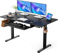 ErGear Electric Standing Desk with Keyboard Tray, 55x28 Inches Adjustable Height Sit Stand Up Desk, Home Office Desk Computer Workstation, Black by ErGear