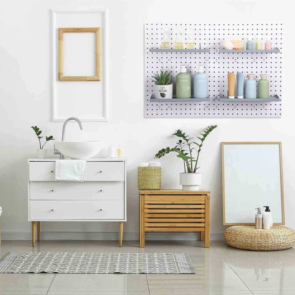 Lineshading 4 Pcs Pegboard Shelves, Gray, 12 x 5 Inch - Image 7