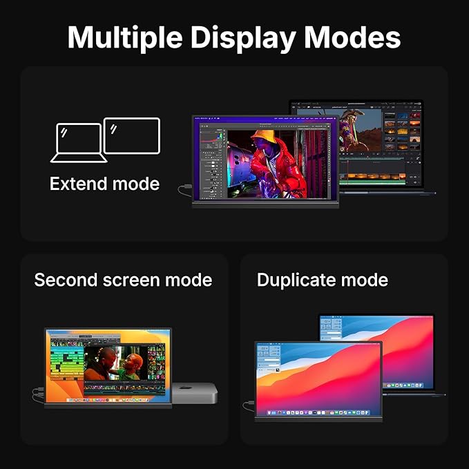 WGK 15.6 inch Portable Monitor 1080P FHD Travel Display HDMI/USB-C Compatible with Laptops, Desktops, Phones, PS, Mac, Xbox, Switch, and Other Gaming Devices Includes Stand and Speakers VESA - Image 7