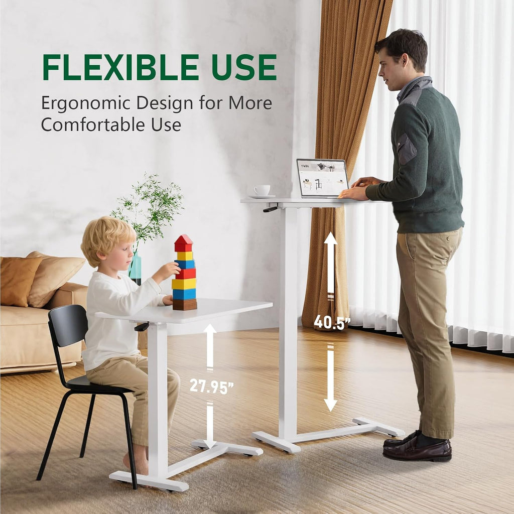 Ywin Hospital Bedside Table with Wheels, Pneumatic Lift, White - Image 7