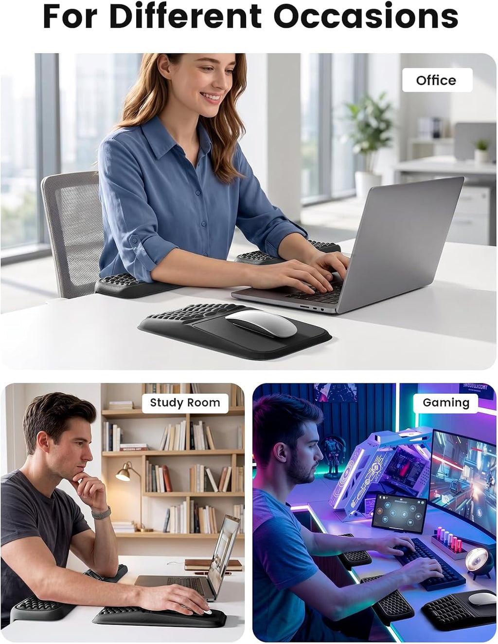 Vaydeer Ergonomic Mouse Pad with Wrist Rest and 2Pcs L-Shaped Elbow Rest - Image 7