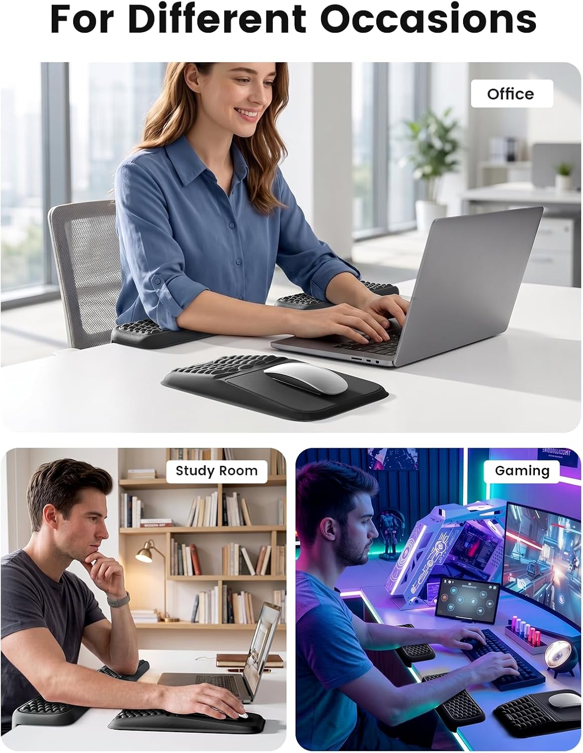Vaydeer Ergonomic Mouse Pad with Wrist Rest and 2Pcs L-Shaped Elbow Rest - Image 7