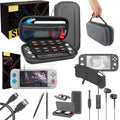 Orzly Switch Lite Accessories Bundle - Case & Screen Protector for Nintendo Switch Lite Console, USB Cable, Games Holder, Comfort Grip Case, Headphones, Thumb-Grip Pack & more (Orzly Gift Pack - Grey) by Orzly