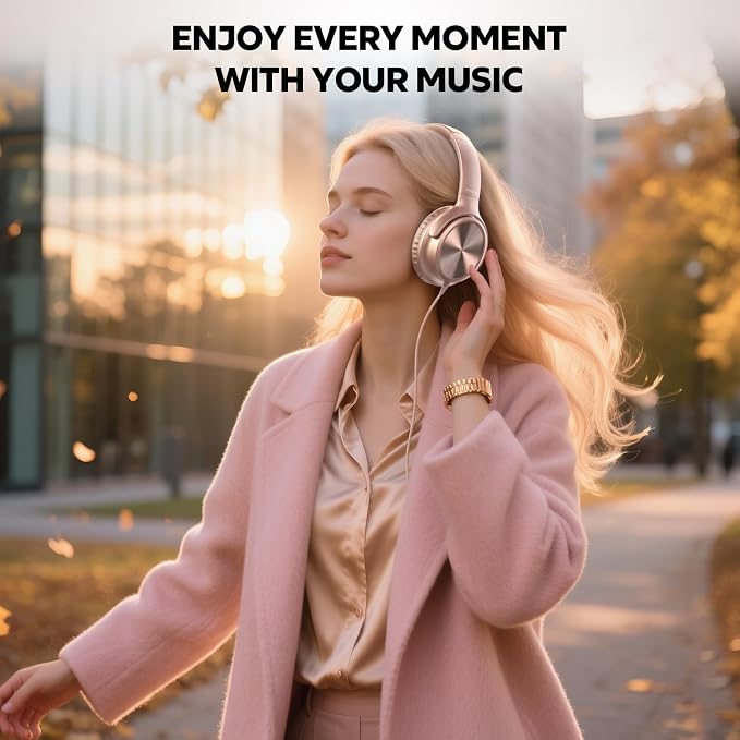 Cowyawn USB C Headphones Wired, Over Ear USB C Wired Headphones with Microphone, Volume Control, HD Stereo Sound, Foldable USB Type C Headphone for Adult/Teens/Laptop/Computer/iPhone 15/16/17, Rose - Image 7