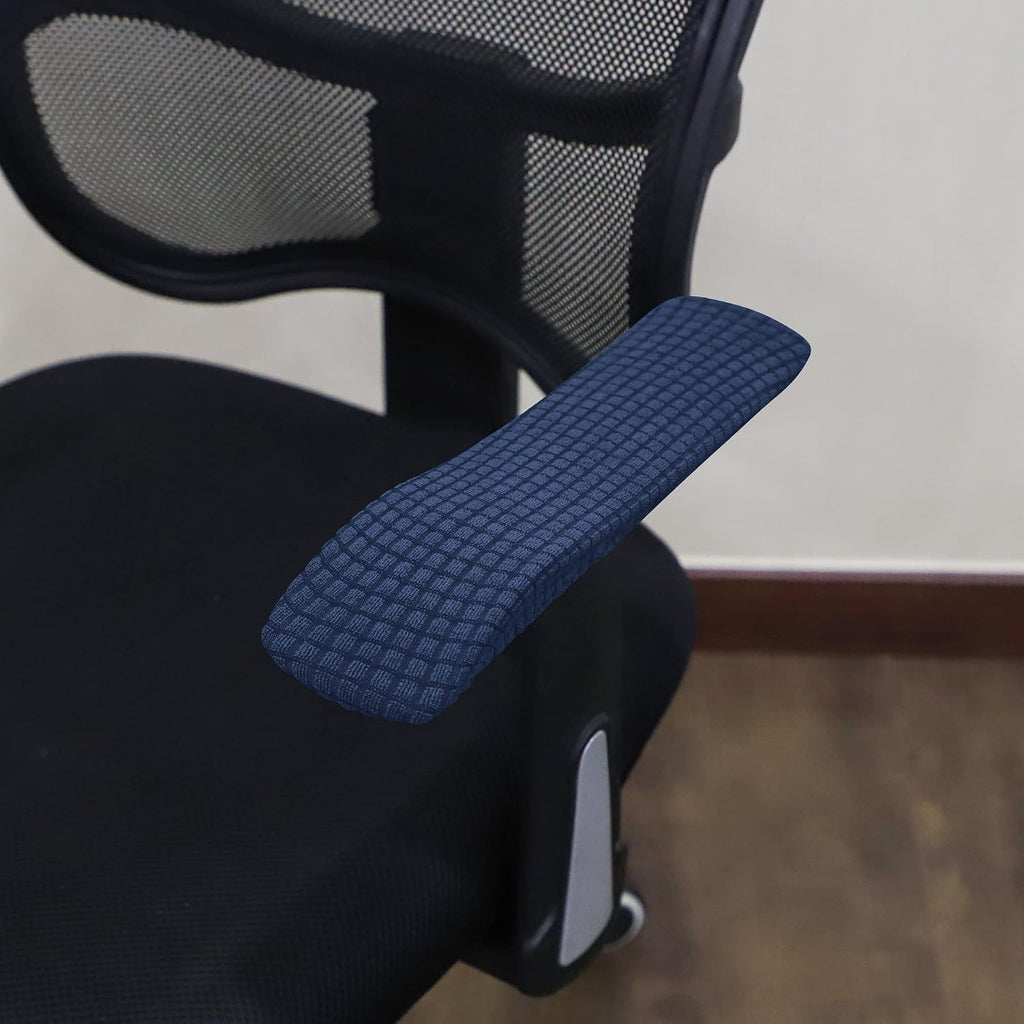 FORCHEER Office Chair Armrest Covers Stretchable Water Resistant Spandex Stretch Jacquard Elastic Band Computer Office Chair Arm Pad Covers Chair Slipcover for Desk Chairs Arm 2P-Navy Blue - Image 3