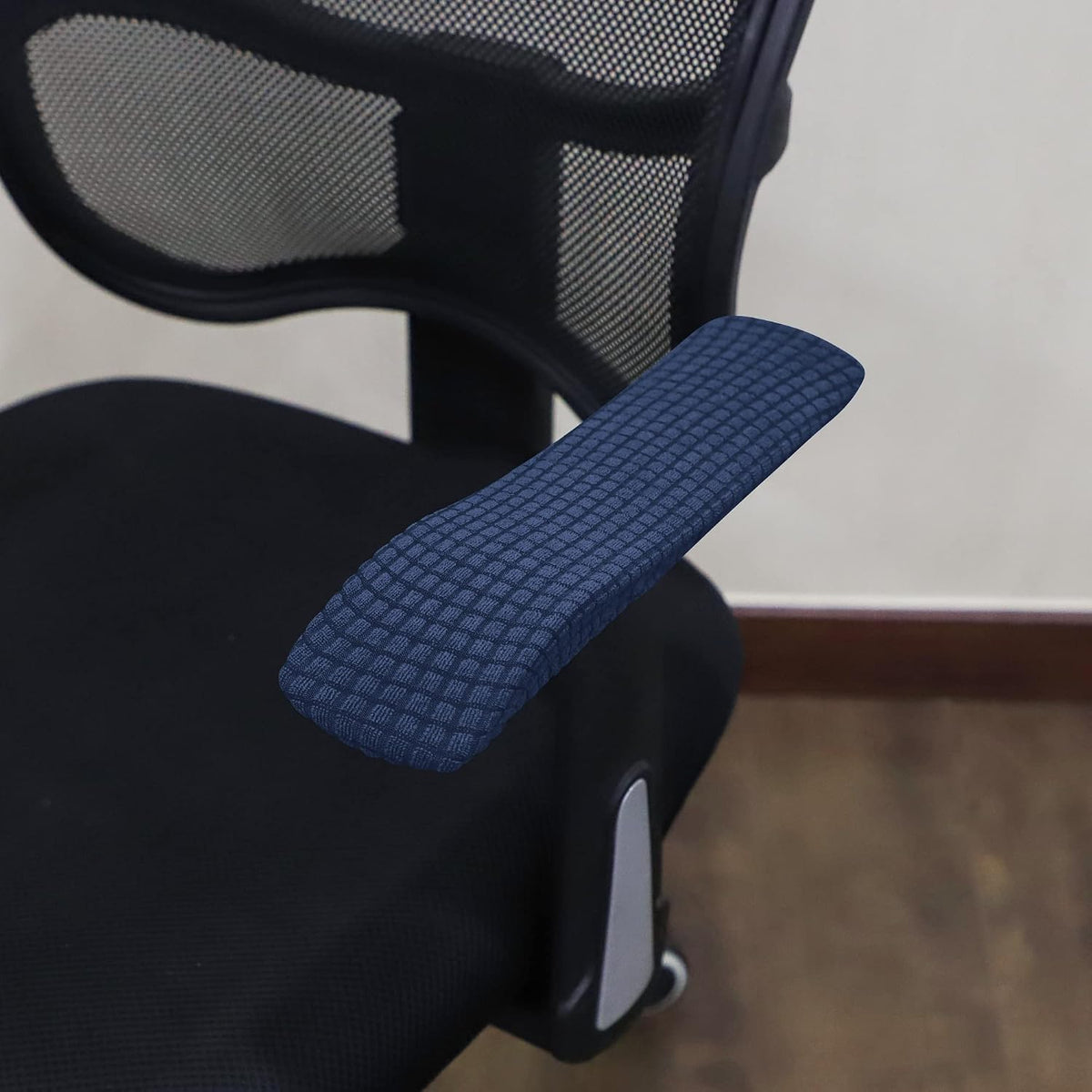 FORCHEER Office Chair Armrest Covers Stretchable Water Resistant Spandex Stretch Jacquard Elastic Band Computer Office Chair Arm Pad Covers Chair Slipcover for Desk Chairs Arm 2P-Navy Blue - Image 3