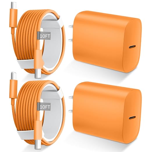 iPhone 17 16 15 Charger Fast Charging Type C Chargers USBC Fast Charger Block& iPhone 17 Charger Cord 10FT Long USB C Charging Cable for Phone 17/17 Pro/17Pro Max/Air/Phone 16 15 Pro Max,Cosmic Orange by DiHines
