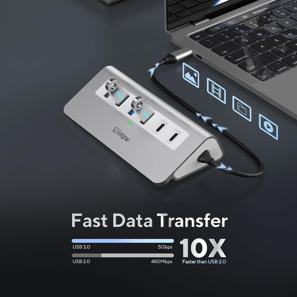 USB C Hub 9-in-1, 28° Ergonomic Aluminum Hub, 4K@60Hz HDMI, PD 100W - Image 4