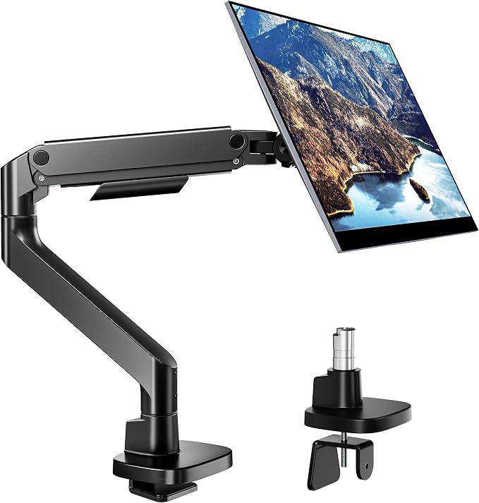Heavy Duty Single Monitor Arm for 17-49 Inch,Holds 44 lbs, Black | Ultrawide Monitor Mount, Adjustable Gaming Desk Mount for 75/100 Vesa Mount by Pegzone