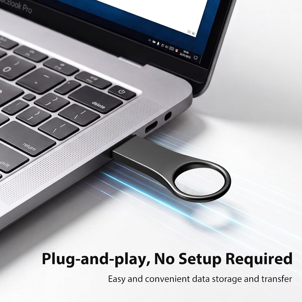 64GB USB Flash Drive with Keychains, Metal USB 2.0 Thumb Drives Memory Stick for PC Laptop Computer (Black, 64GB-2.0) - Image 2