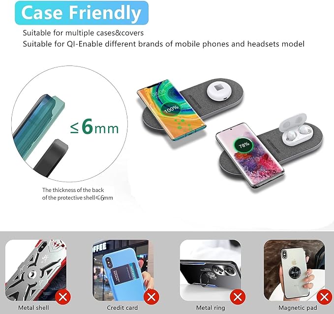 40W Wireless Charging Pad,Dual 20W Charging mat for Apple iPhone 16 15 14 13 12 11 Pro/Max/Mini/Plus/XS/XR,Airpods 4/3/Pro,2 in 1 Wireless Phone Charger for Samsung,Pixel,Xperia(with PD Adapter) - Image 7