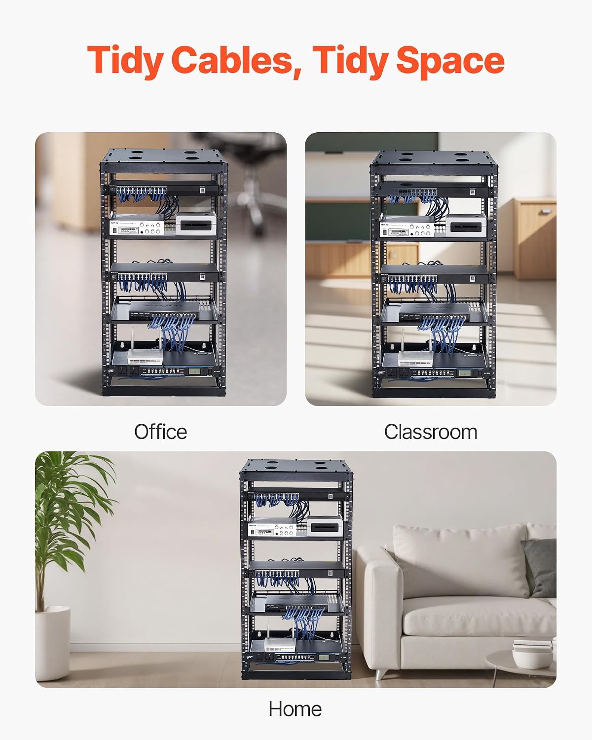 VEVOR 20U Open Frame Network Rack Server Rack, Wall Mounted or Floor Stand - Image 6