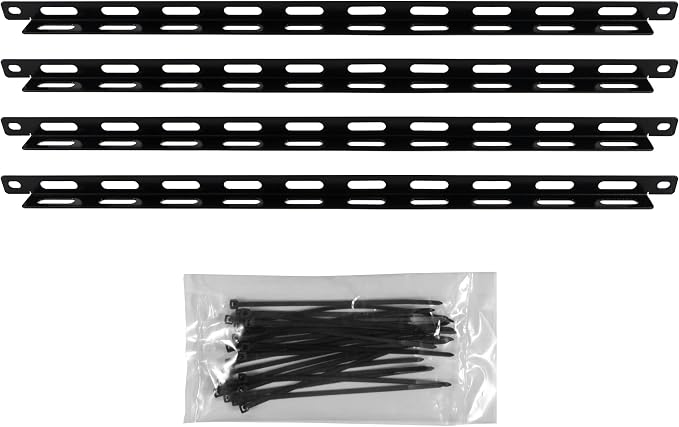 ECHOGEAR Rack Cable Management Tie Bar Kit - Includes 4X 1U Tie Bars, 24 Zip Ties, 8 Cage Nuts, & 8 Screws - Works with 19" Open Frame Racks & Enclosures by ECHOGEAR