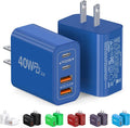 [2-Pack] 40W USB C Charger Block, 4-Port Type C Fast Charging Brick Dual PD&QC Wall Plug Adapter Power Brick for iPhone 13/14/15/16/17/Pro/Pro Max/Plus/iPad/Airpods/iwatch/Samsung Galaxy (Blue) by CSODINCE
