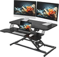 YIHAYO Electric Standing Desk Converter 32 inch, Sit to Stand Up Height Adjustable Desk Riser, Quick Sit to Stand Tabletop Dual Monitor Riser Workstation for Home Office with Keyboard Tray, Black by YIHAYO