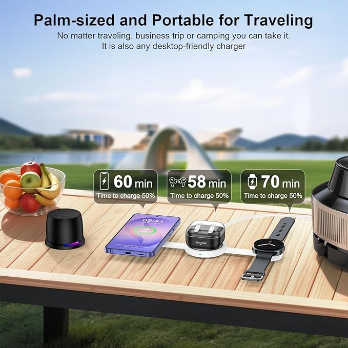 Galaxy S26 3 in 1 Wireless Charger Station, Foldable Fast Charging Pad for Samsung S25 Ultra S24 - Image 6