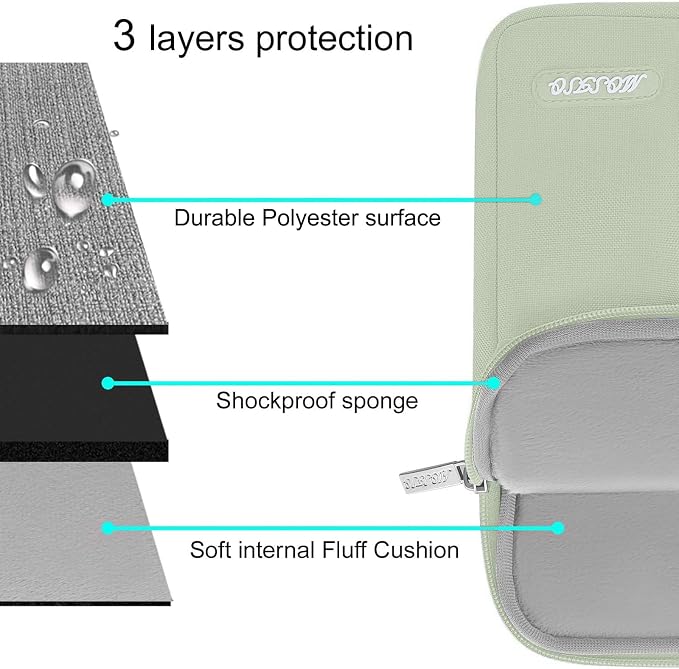 MOSISO Laptop Case 15 inch, Laptop Sleeve Bag with Pocket | Compatible with MacBook Air 15 inch M5 M4 M3 M2 2026-2023, Dell XPS, Polyester Vertical Computer Bag, Sage Green - Image 3