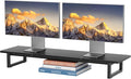 Simple Trending 38" Dual Monitor Stand Riser, Desk Organizer, Black | Laptop & Printer Stand, for 2 Monitors, Wood and Steel, Ergonomic Support, Easy Setup, Home Office Desk, 38"W x 10.25"D x 5"H by SimpleTrending