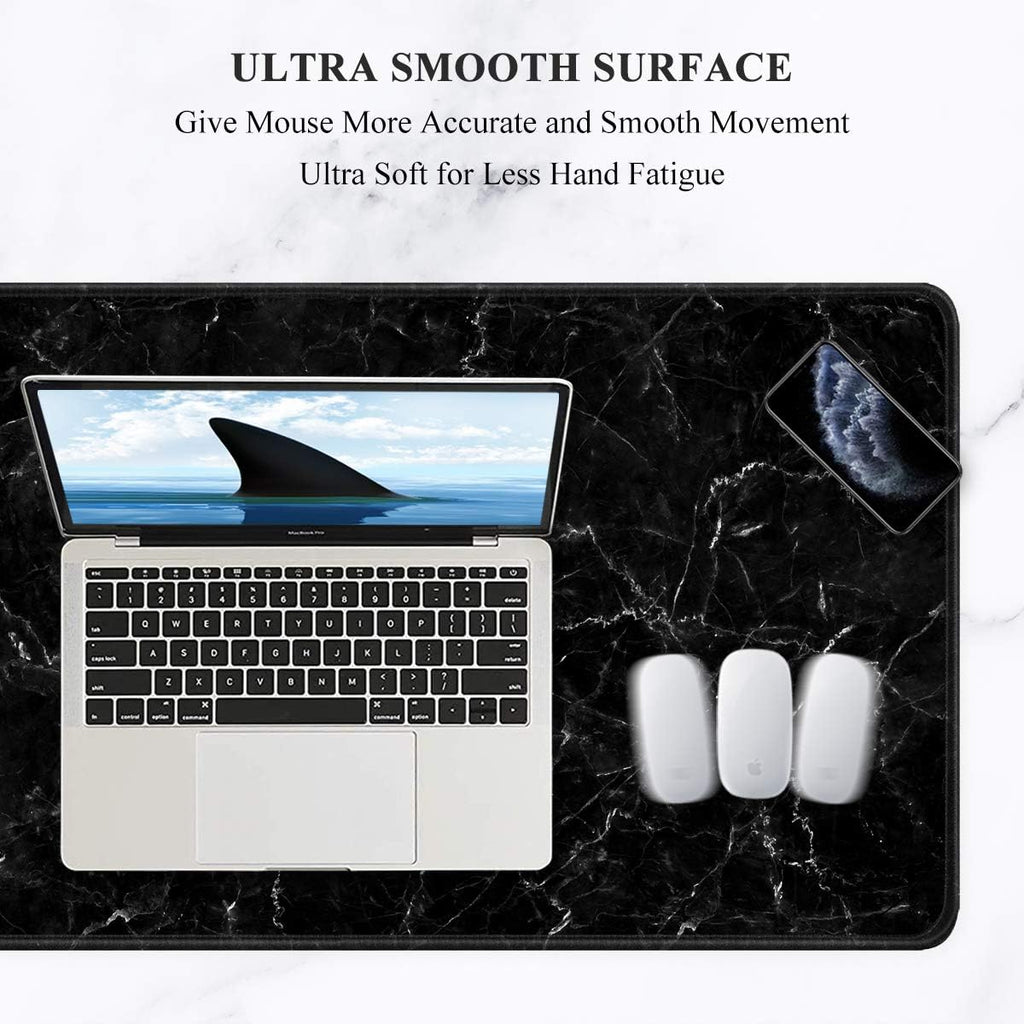 Large Mouse Pad, Full Desk XXL Extended Gaming Mouse Pad 35" X 15", Waterproof Desk Mat with Stitched Edges, Non-Slip Laptop Computer Keyboard Mousepad for Office and Home, Marble Design - Image 3