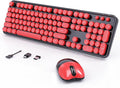 Wireless Keyboard Mouse Combo, 104 Keys Cute Colorful Typewriter Black Red | Full Size With Number Pad & Mouse,1600DPI,Compatible With All Windows,Ideal For Computer, PC, Notebook, Laptop by Unknown