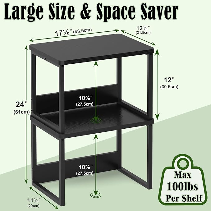 MARTY Desktop Printer Stand 2 Pack Printer Shelf for Desk Home/Office,Black | Small Printer Stand for Desk, Printer Riser with Storage, Monitor Riser, Under Desk Small Table for Fax Machine Scanner - Image 5