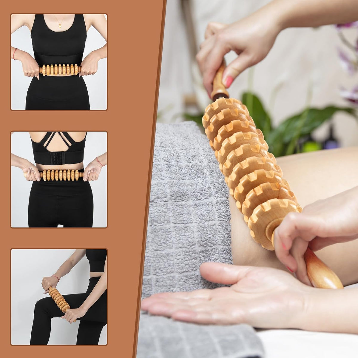 Wood Therapy Massage Tools, 4 in 1 Lymphatic Drainage Massager Body Sculpting Tools, Professional Maderoterapia Kit Cellulite Massager for Body Contouring,Relief Muscle - Image 3