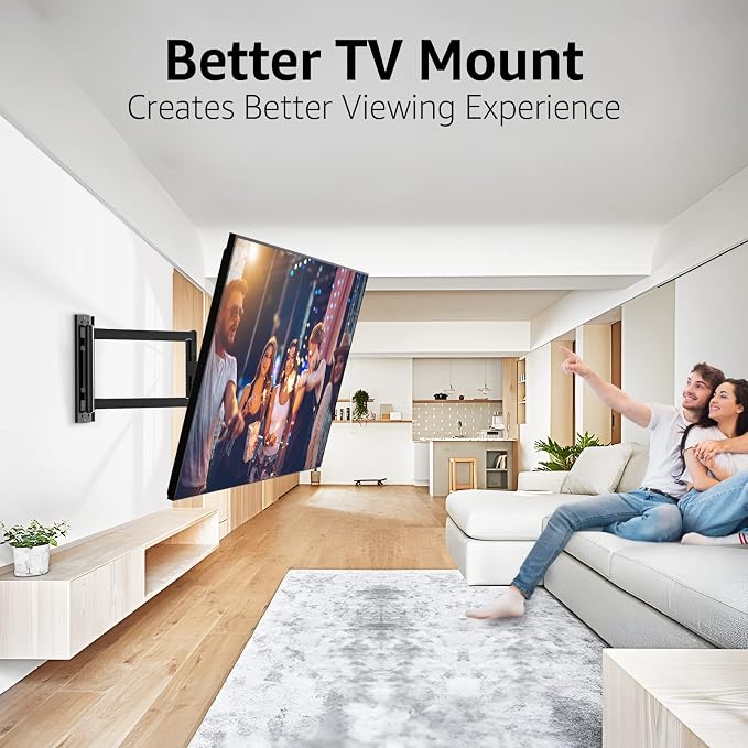 MOUNTUP Corner TV Wall Mount for Most 26-65 Inch TVs, Long Arm TV Mount with 30 Inch Extension Arm, Smooth Swivel Tilt Single Stud Full Motion Bracket Max VESA 400x400mm, 77 lbs Heavy Duty, MU0057 - Image 7