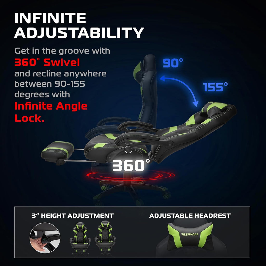Respawn 110 Pro Ergonomic Gaming Chair with Footrest and Recline - Image 5