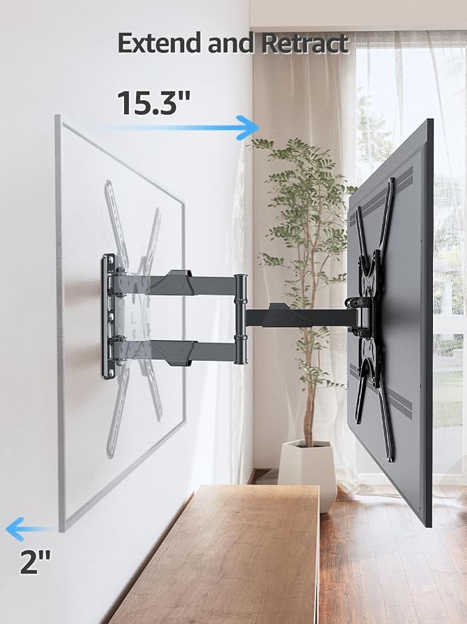 MOUNTUP Full Motion TV Wall Mount for Most 26-60 Inch TVs, Max VESA 400x400mm Wall Mount TV Bracket with Swivel Tilting Extension Level Adjustment for LED LCD Flat Curved TVs Up to 77 LBS, MU0018 - Image 3