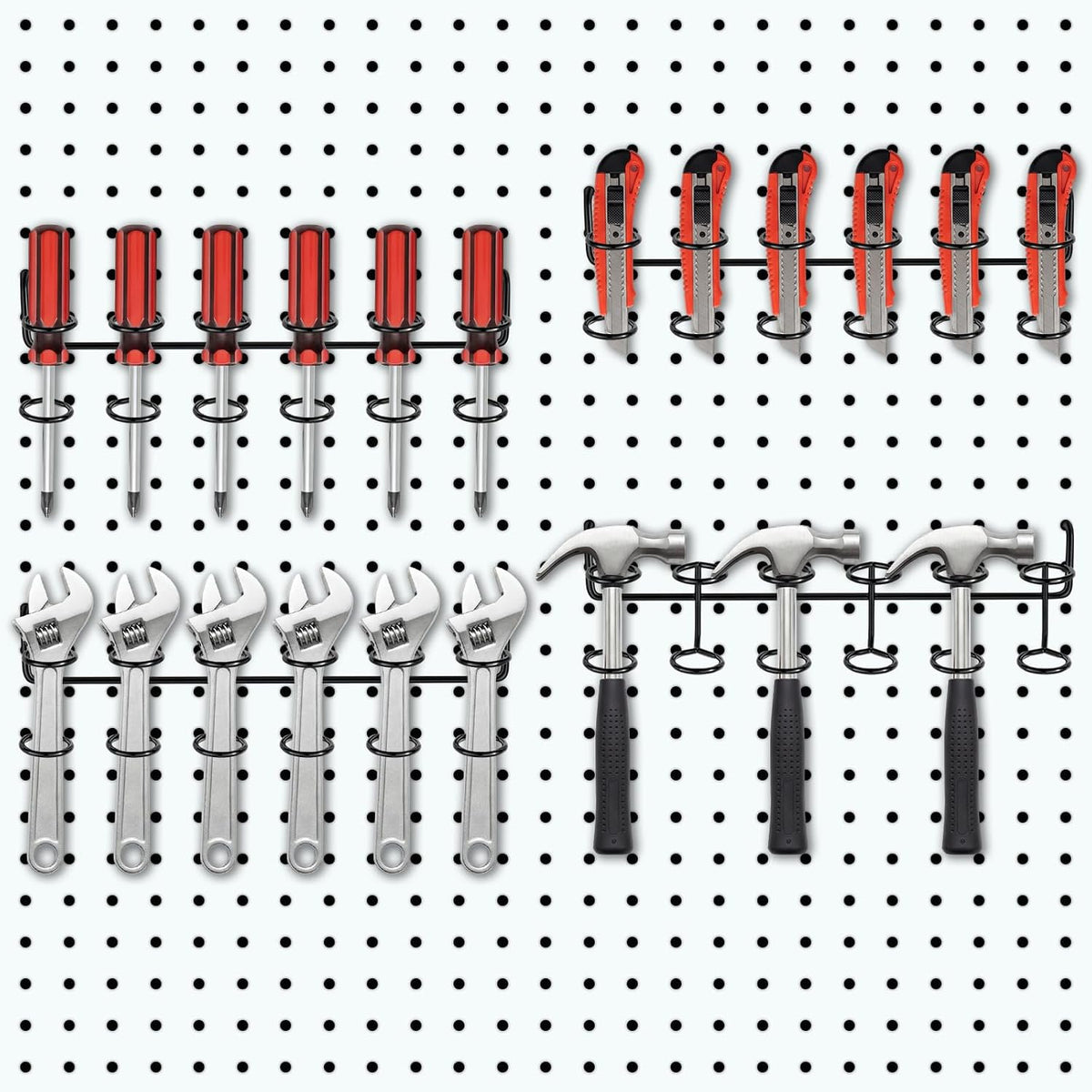 Ripeng 8 Pieces Pegboard Screwdriver Holder PegBoard Tool Holders, Black - Image 6
