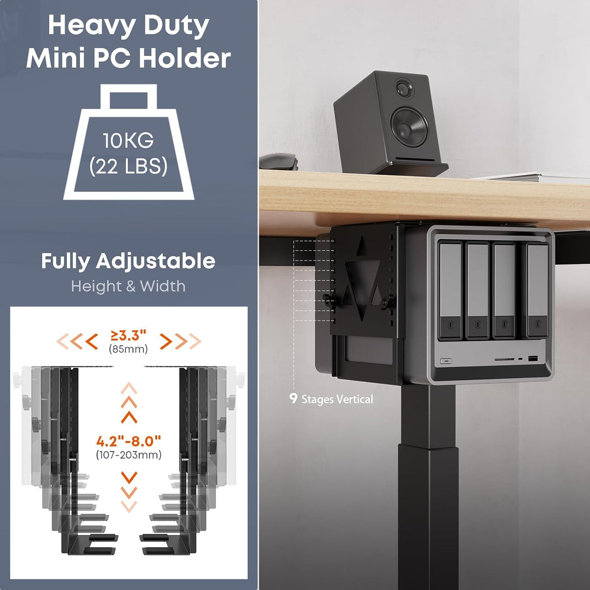 PUTORSEN Under Desk Mini PC Mount NAS Mount Bracket Holder - Image 3