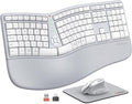 MEETION Ergonomic Keyboard and Mouse Combo, Split Wireless Design, Gray | 2.4G split keyboard with cushioned palm rest and vertical mouse, full-size natural typing design, for Windows and Mac by MEETION