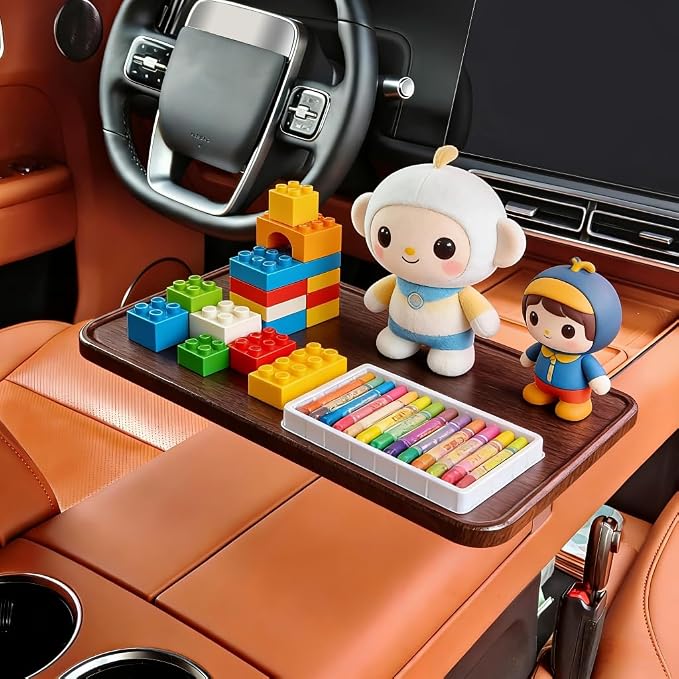 Car Desk for Laptop,360° Rotating Cup Holder Table，Wood Car Tray, Car Table & Car Food Tray，Steering Wheel Tray， Car Accessories for Women & Men. Compatible with Tesla Model Y/3/S, Ford F150& Most - Image 2