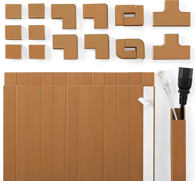 Wire Covers for Cords Kit-392.5in Wire Hiders for TV on Wall, Cord Cover Wall, Cord Hider Wall Mounted TV, TV Cable Hider Wall Kit for Wire Cover, Cord Concealer, 25 x L15.7 W 0.95H 0.55in, Brown by LZEOY