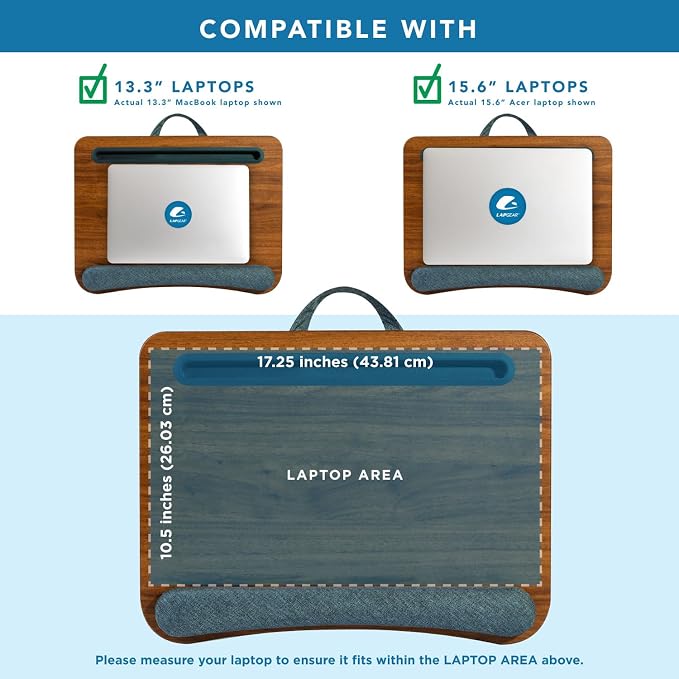 LAPGEAR Portable Laptop Lap Desk – Espresso Woodgrain, Fits 15.6" Laptops - Image 3