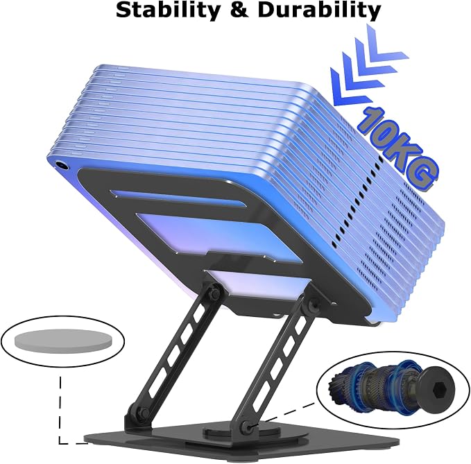 Adjustable Laptop Stand 360°Rotation Computer Riser for Desk, Black | Fit for MacBook Pro/Air Notebook Up to 16 Inches, Adjustable & Foldable, Stability & Durability, Heat Dissipation Design - Image 5