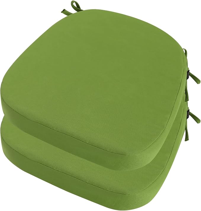idee-home Outdoor Chair Cushions Set of 2, 19" x 19" D-Shaped | Thick Outdoor Seat Cushions Waterproof Patio Furniture with Ties Dining Pads by idee-home