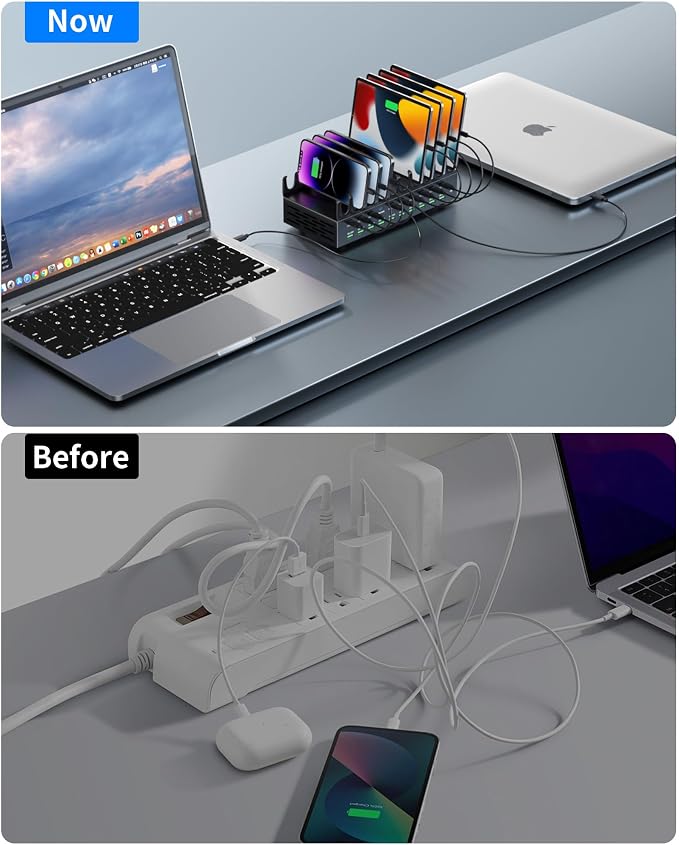 20-Port 690W Charging Station for Multiple Devices, Fast Charger Station | with Dual 100W PD PPS Port, Multi Device USB C Fast Charger Dock for MacBook Pro Laptop, iPhone, iPad, Tablet, Cell Phone - Image 7