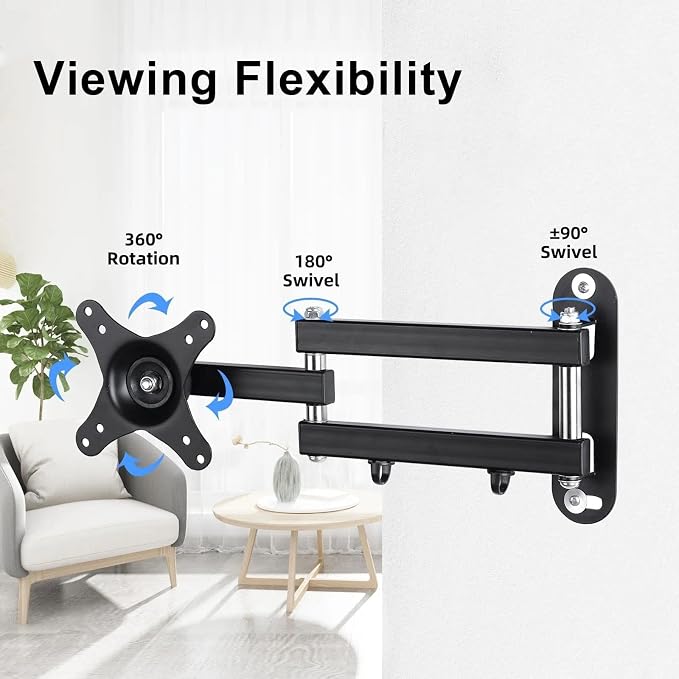 Suptek TV Wall Bracket Mount Swivel and Tilt for Most 15"-32" LED, LCD, OLED Flat Screen TVs and Monitors with VESA 75x75-100x100mm up to 13kg Full Motion Monitor Wall Bracket MA2720 - Image 9