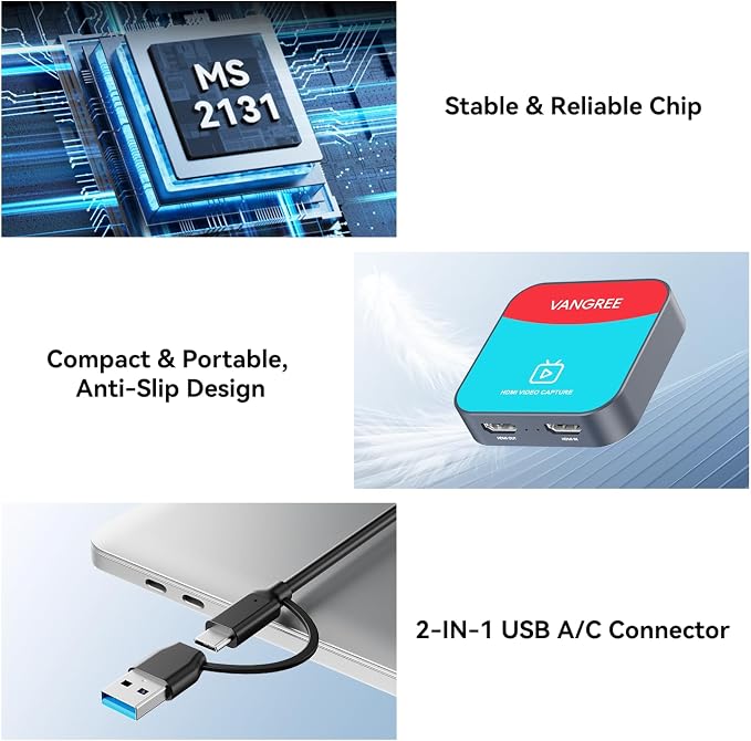 Capture Card for Nintendo Switch, 4K HDMI Capture, USB C 3.0 1080P 60FPS | Audio Video Recorder, low latency, streaming accessories, USB capture card for streaming/gaming, for PS5/Xbox/OBS/Camera/PC - Image 7