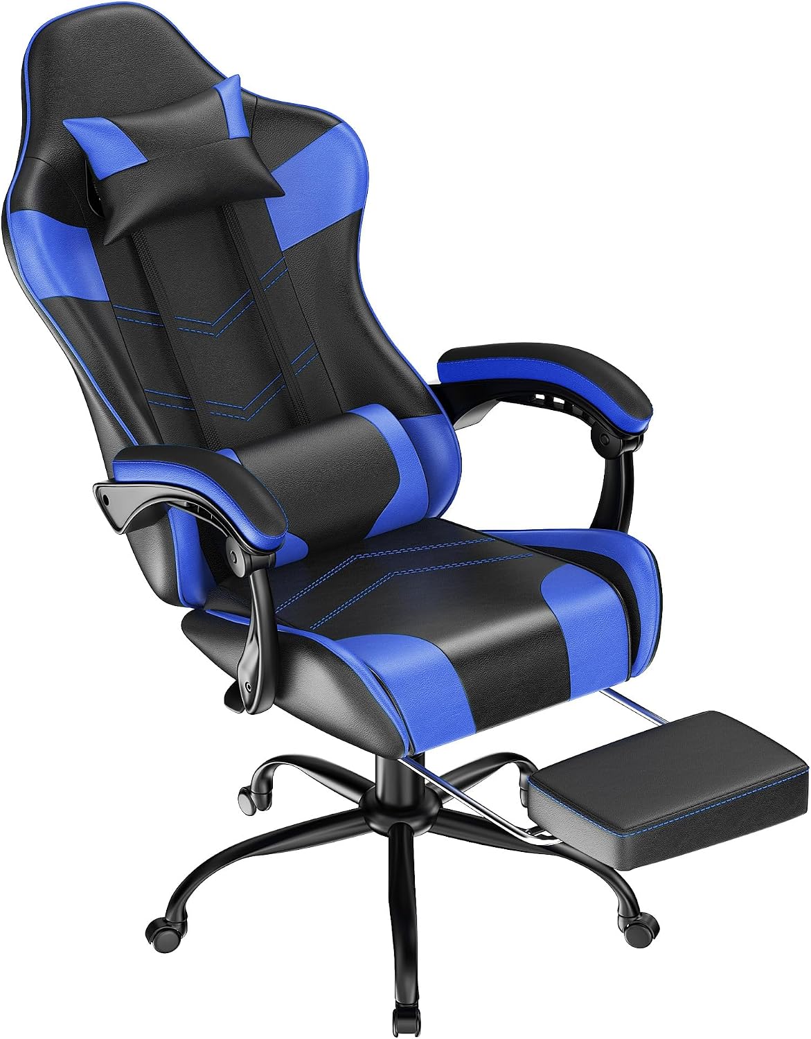Gaming Chair with Footrest, Ergonomic Video Game Chair for Adults, Blue - Image 9