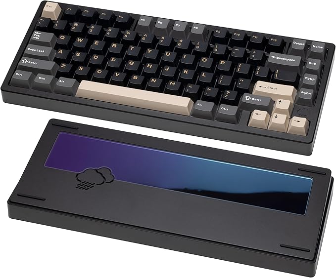 KEEBMONKEY WOBKEY Rainy 75 CNC Aluminum HMX/JWK/Cocoa Switches Triple-Mode Connectivity Mechanical Keyboard with Superior Acoustics, RGB/PP/Gradient Glass/3500mAh/Violet Switch (Standard - Black) by KEEBMONKEY