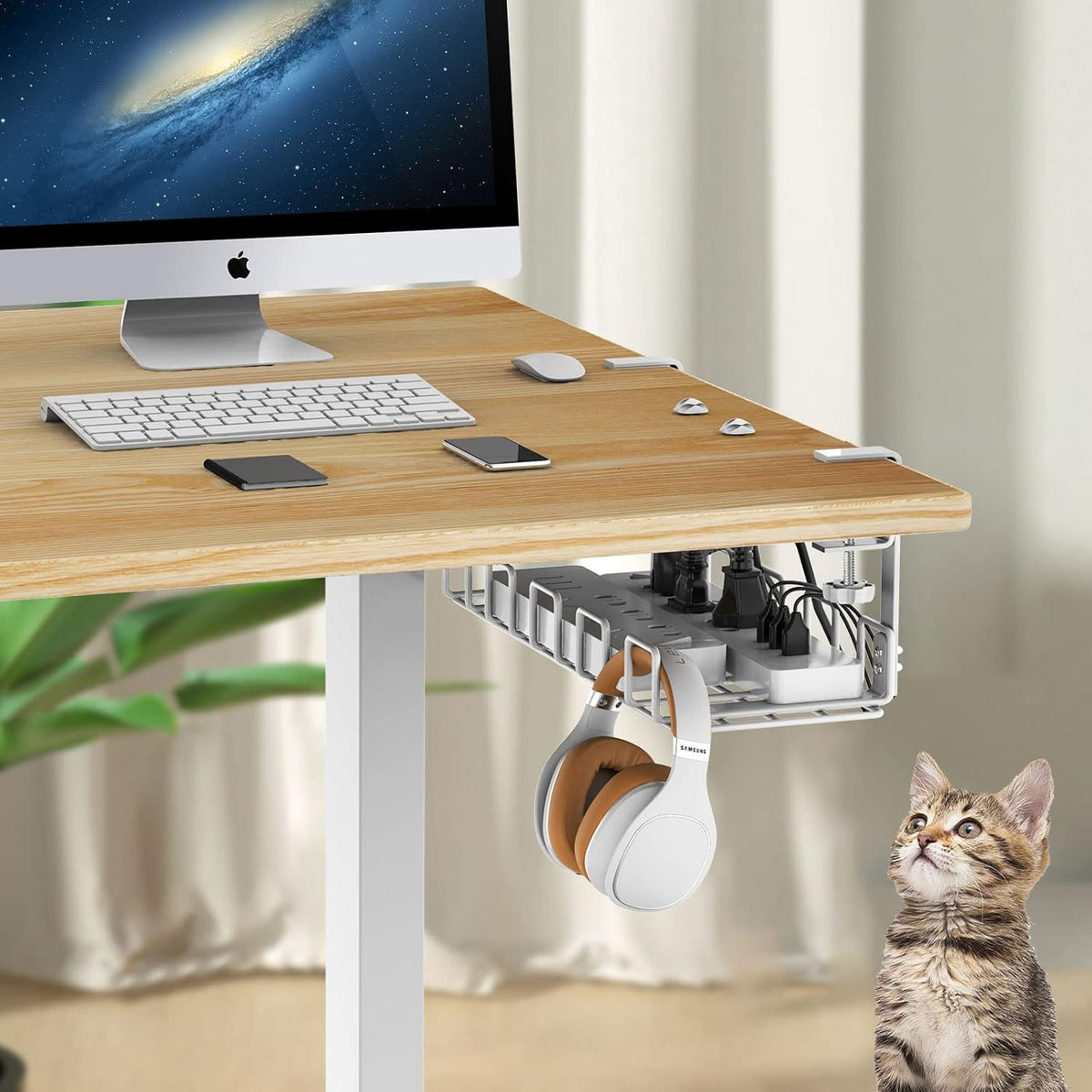 Under Desk Cable Management Tray No Drill Steel 15.7" - Image 6